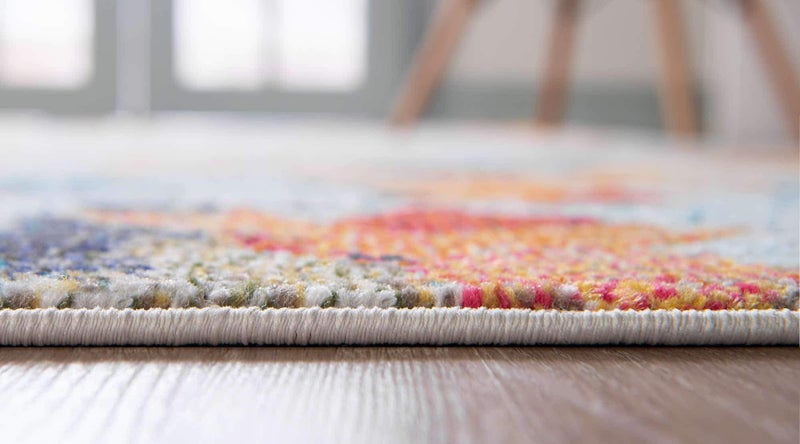 Unique Loom Chromatic Collection Modern Colorful Floral & Vibrant Abstract Area Rug For Any Home DÃ©cor (3' 3 x 5' 3 Rectangular, Multi/ Beige) - Image 3